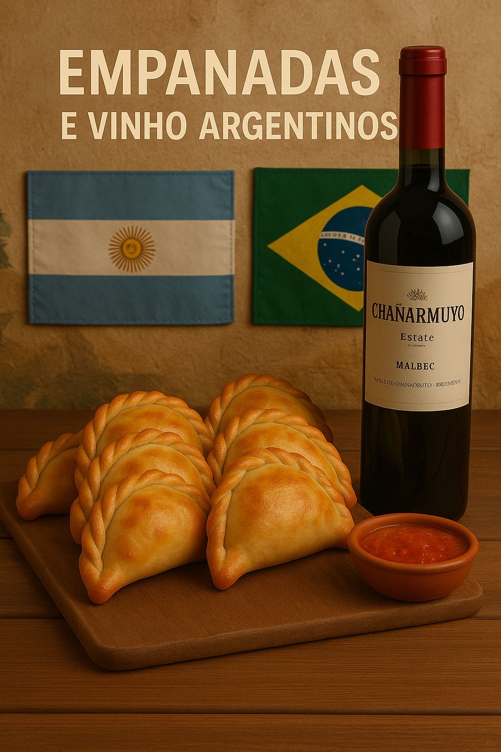 Empanadas argentinas com vinho Malbec